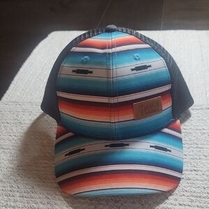 Serape Stripe Trucker Hat with Leather Patch